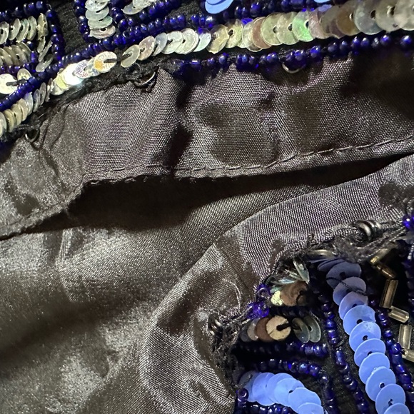 Vintage Papell Heavily Beaded Blue Jacket Geometric Sequin Formal Jacket Size 8 - Picture 13 of 14